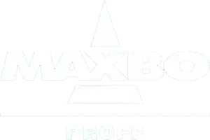 MAXBO logo i hvitt med fokus på bygg- og interiørmaterialer for norske husholdninger og profesjonelle.
